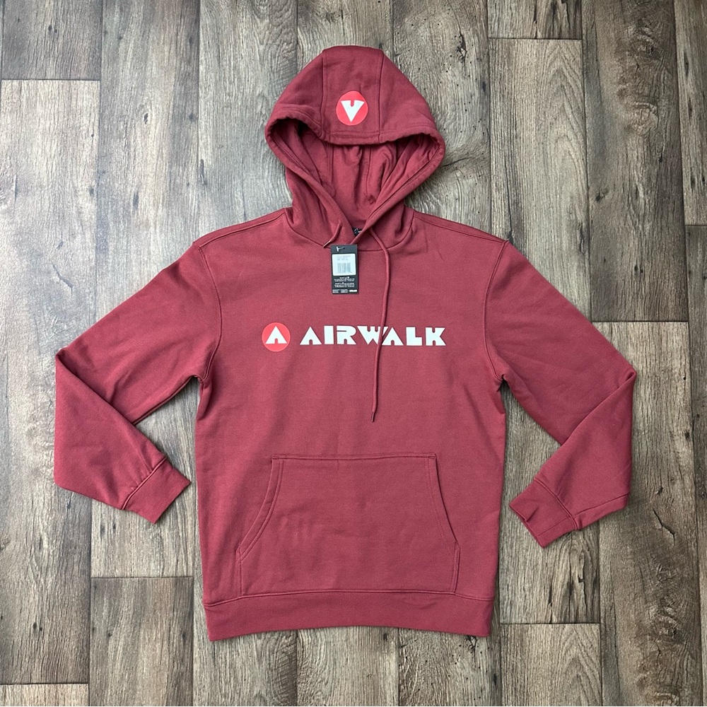 Airwalk Maroon White Logo Pullover Hoodie Mens Size S